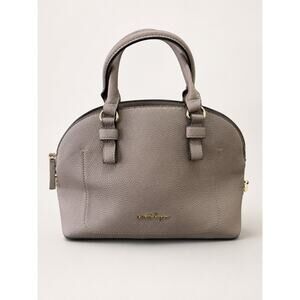 Nanette Lepore Beige Pebbled Leather Dome Satchel Handbag Gold Tone Hardware